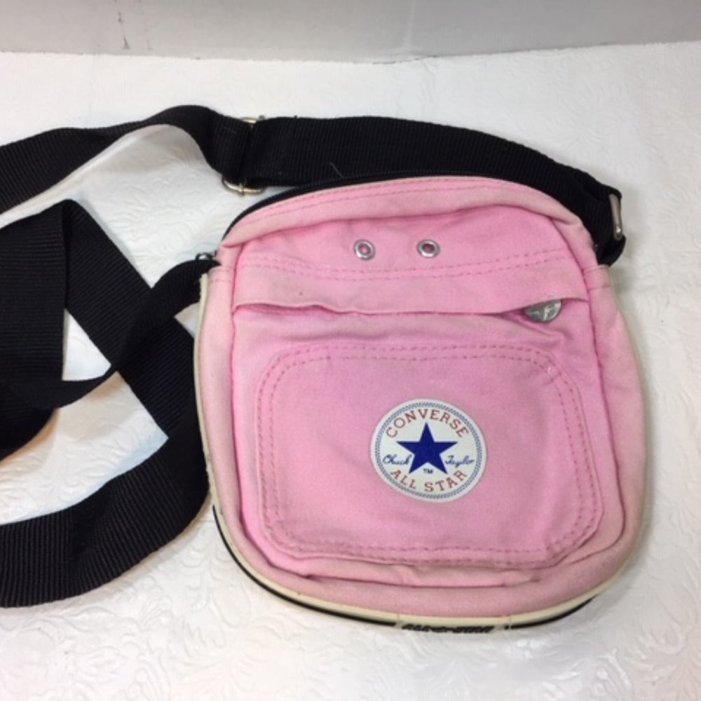 Pink Adjustable CONVERSE ALL STAR Shoe Laced Canvas Crossbody Shoulder Bag